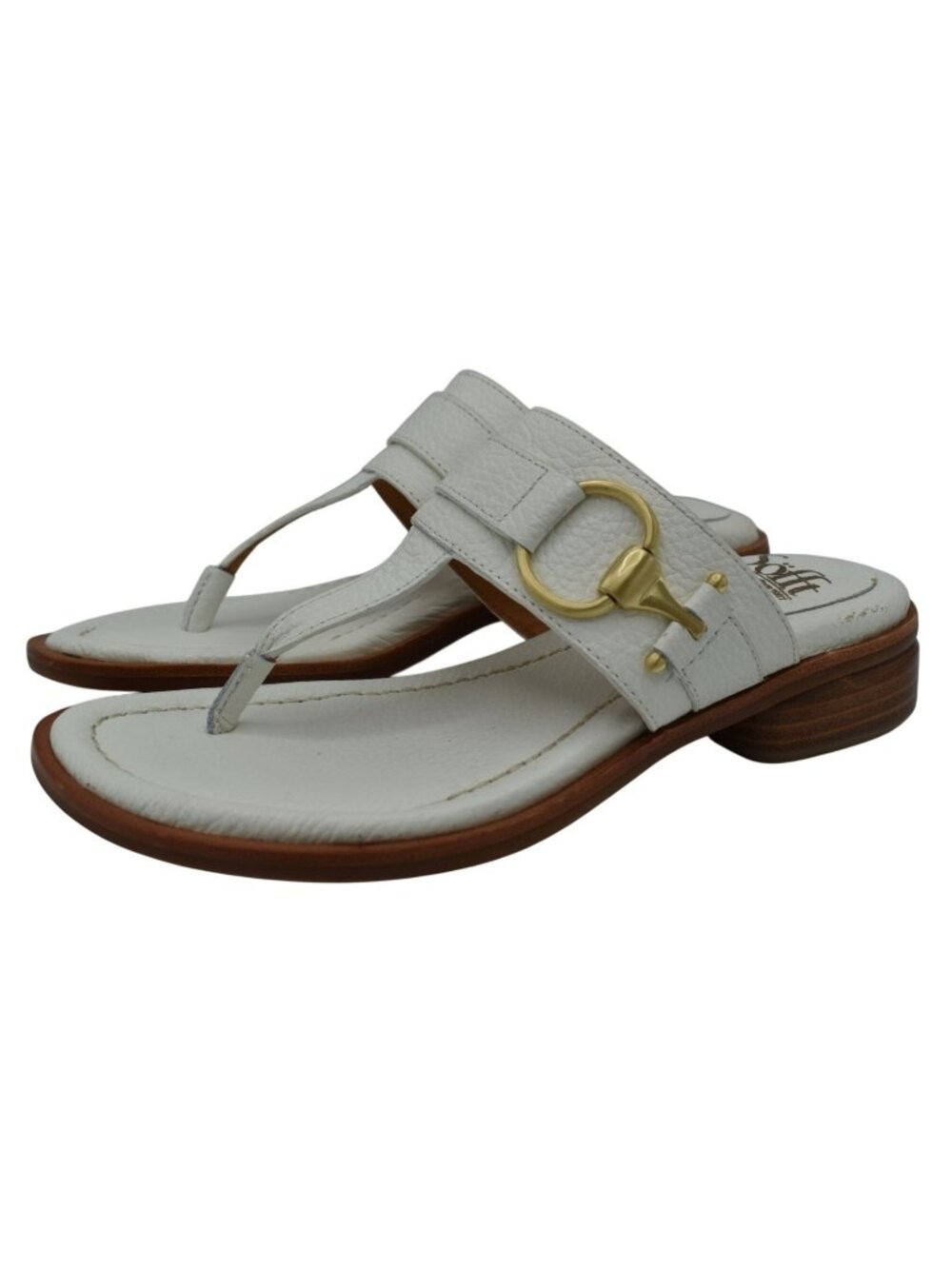 Sofft Women Size 8.5 Fernanda White Leather Buckle Thong Flip Flop Sandals Shoes